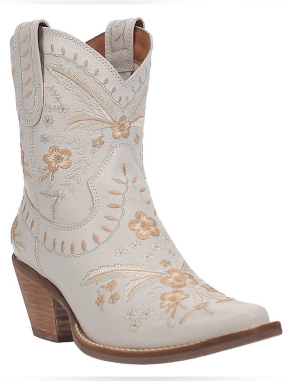 dingo Light Gray Embroidered Western Ankle Boots